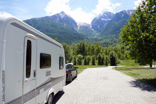 Holiday in the mountains with the caravan