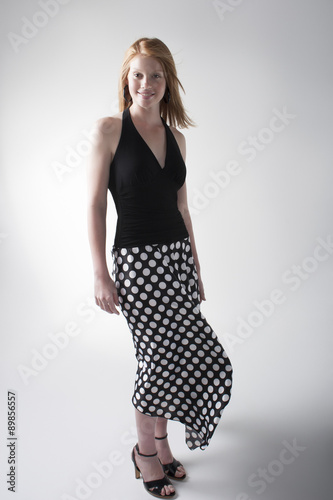 Elegant model in a long skirt