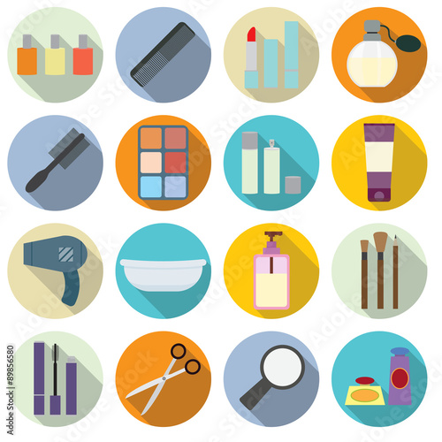 Set of cosmetics icons.