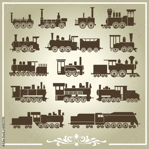 15 icons of retro locomotive