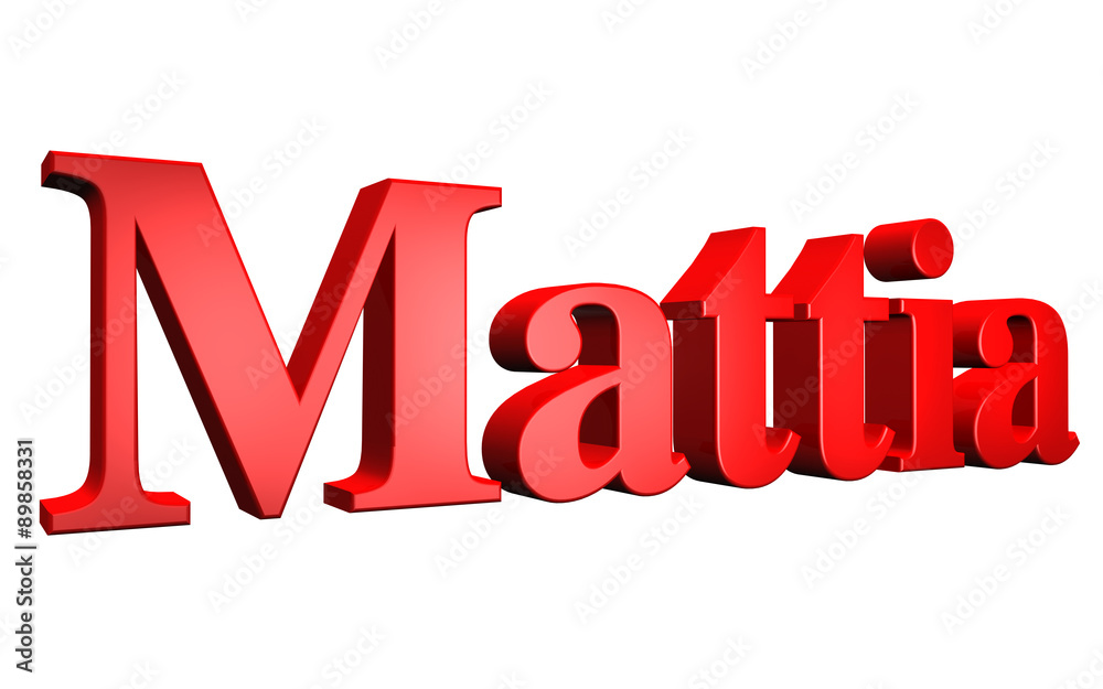 3D Mattia text on white background 3D Mattia text on white background