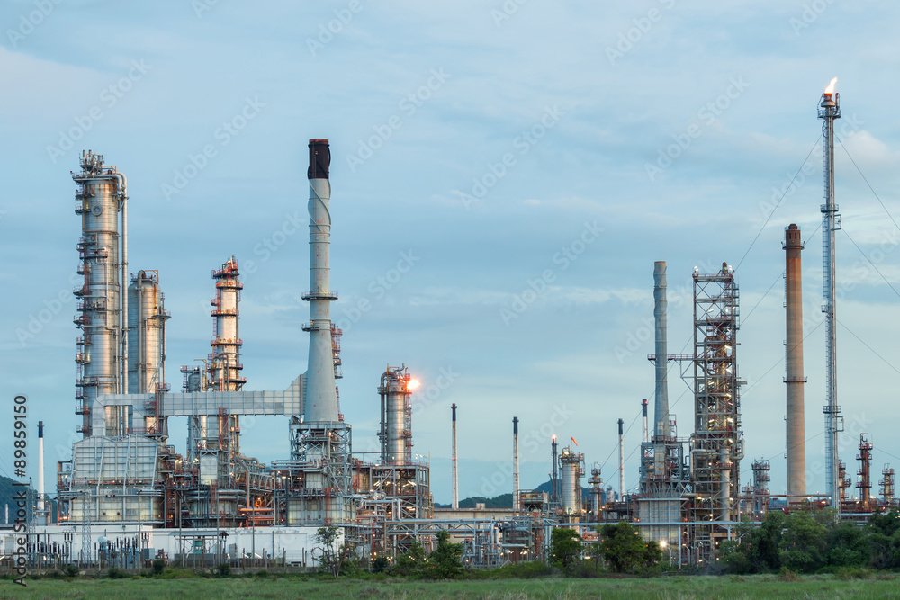 Oil refinery at twilight.