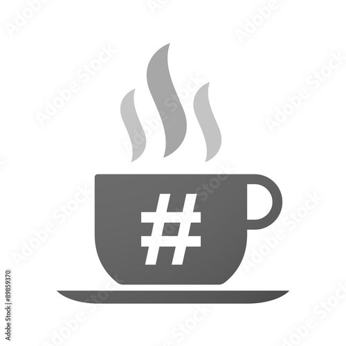 Cup of coffee icon  with a hash tag
