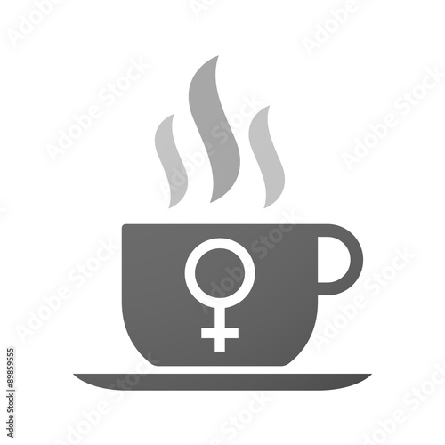 Cup of coffee icon  with a female sign