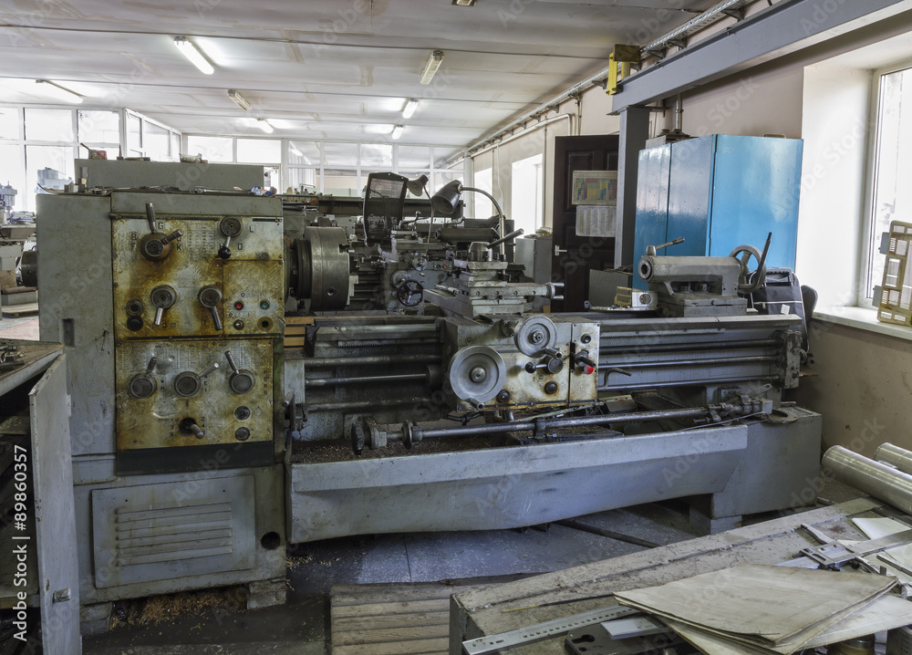 Old Industrial equipment. Turning lathes.