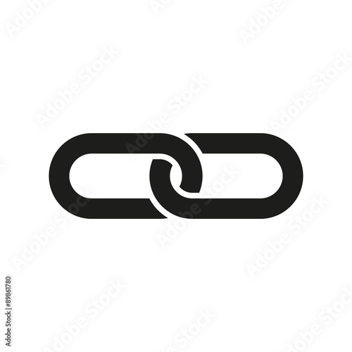 The link icon. Linked and  joined, connection, hyperlink, chain symbol. Flat