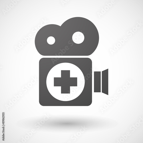 Cinema camera icon with a pharmacy sign