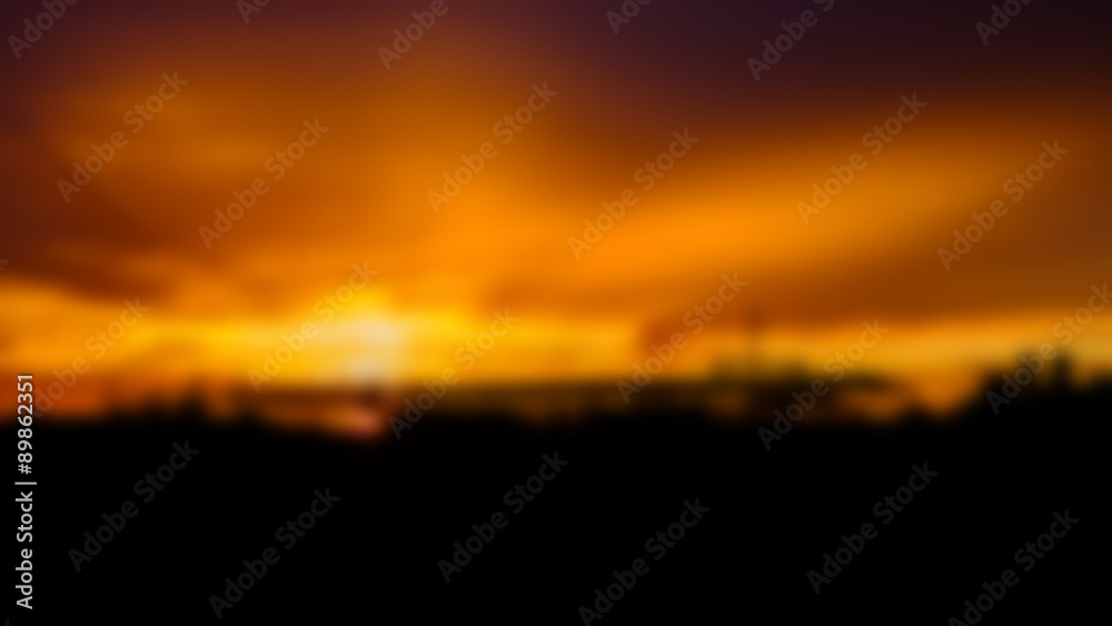 abstract blurred background of sunrise over factory - obrazy, fototapety, plakaty 