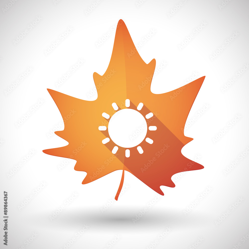 Autumn leaf icon with a sun Autumn leaf icon with a sun