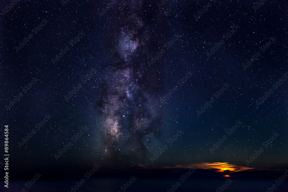 Fototapeta premium Moonset & Milky Way