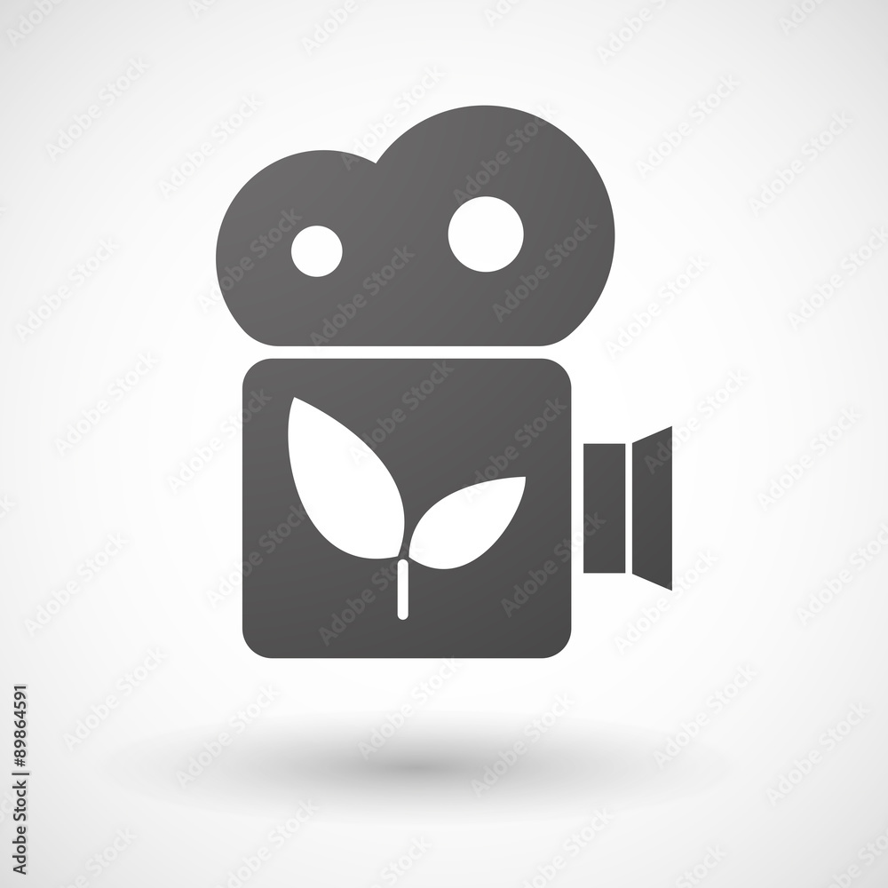 Cinema camera icon with a plant Cinema camera icon with a plant