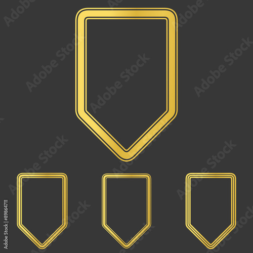 Golden line shield logo design set