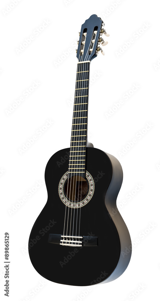 Classical Acoustic Guitar Isolated on a White Background