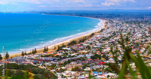 Aerial view of Tauranga town from the Mount Maunganui. Tauranga