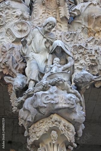 Nativity faсade of Sagrada Familia Temple, Barcelona,Catalonia, Spain
