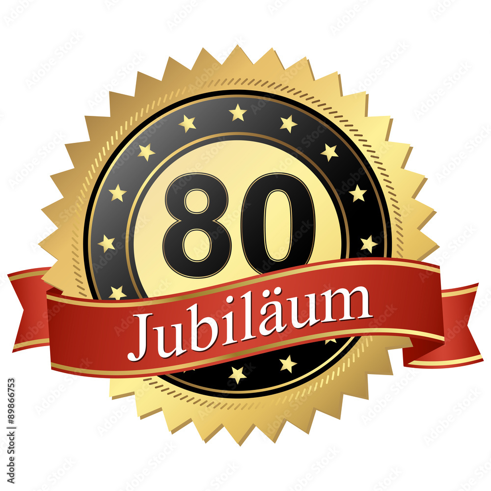 Jubilee button with banners german - Jubiläum 80 Jahre Jubilee button with banners german - Jubiläum 80 Jahre