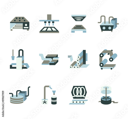 Processing of food flat icons