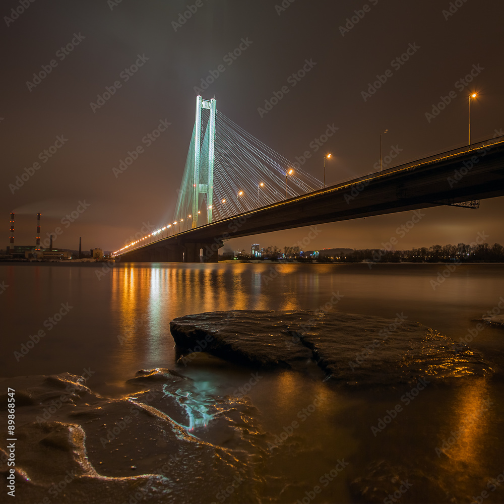 South bridge in winter. Ukraine. Kiev.