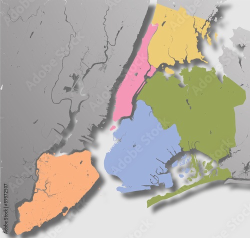High resolution map of New York City with NYC boroughs.
