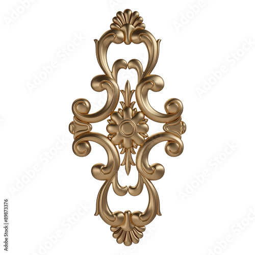3d set of an ancient gold ornament on a white background