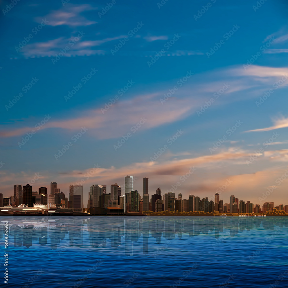Fototapeta premium abstract background with silhouette of Vancouver