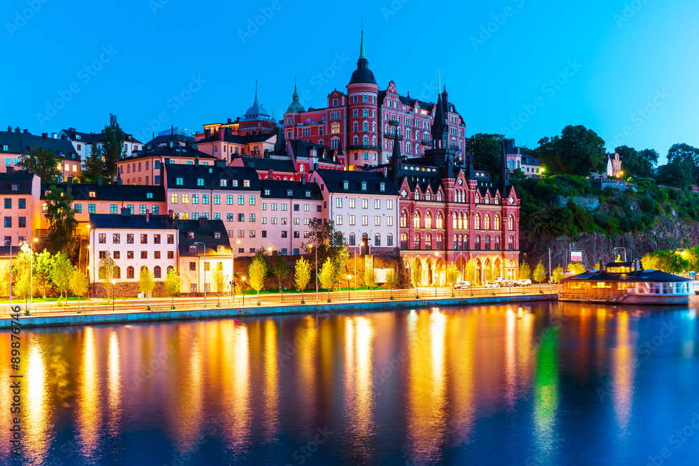 Evening scenery of the Old Town in Stockholm, Sweden