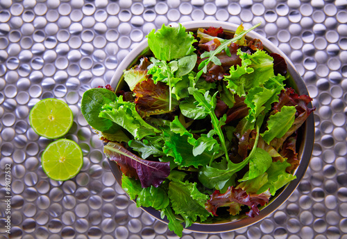 Green salad Mediterranean green and red lettucce spinach photo