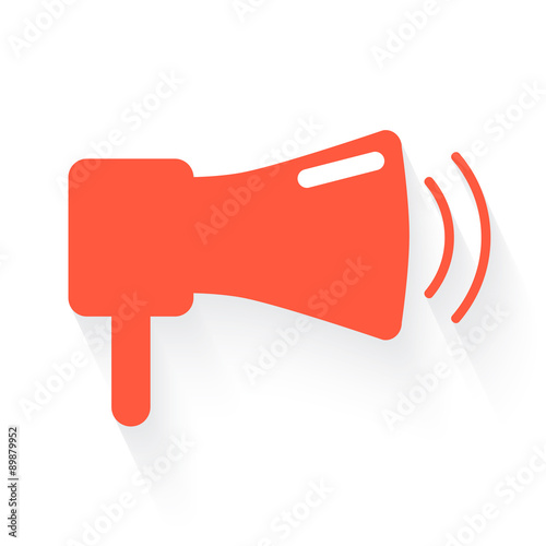 megaphone in orange with drop shadow on white