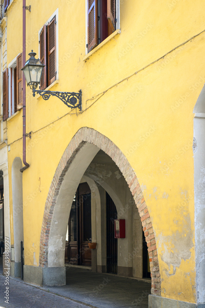 Mondovì (Cuneo): old palace facade. Color image
