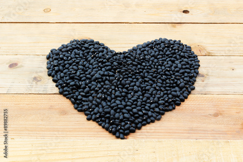 Heart shape by black kidney beans