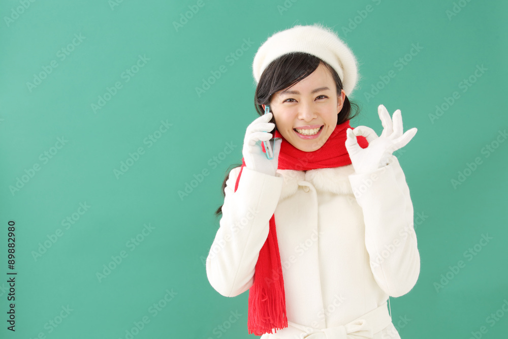 若い女性・グリーンバック 若い女性・グリーンバック