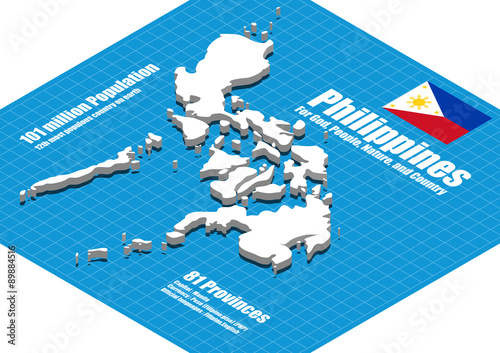Philippines map vector three dimensional