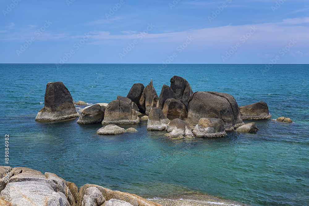Koh Samui, Thailand. The famous group of stones on the beach of Lamai - 