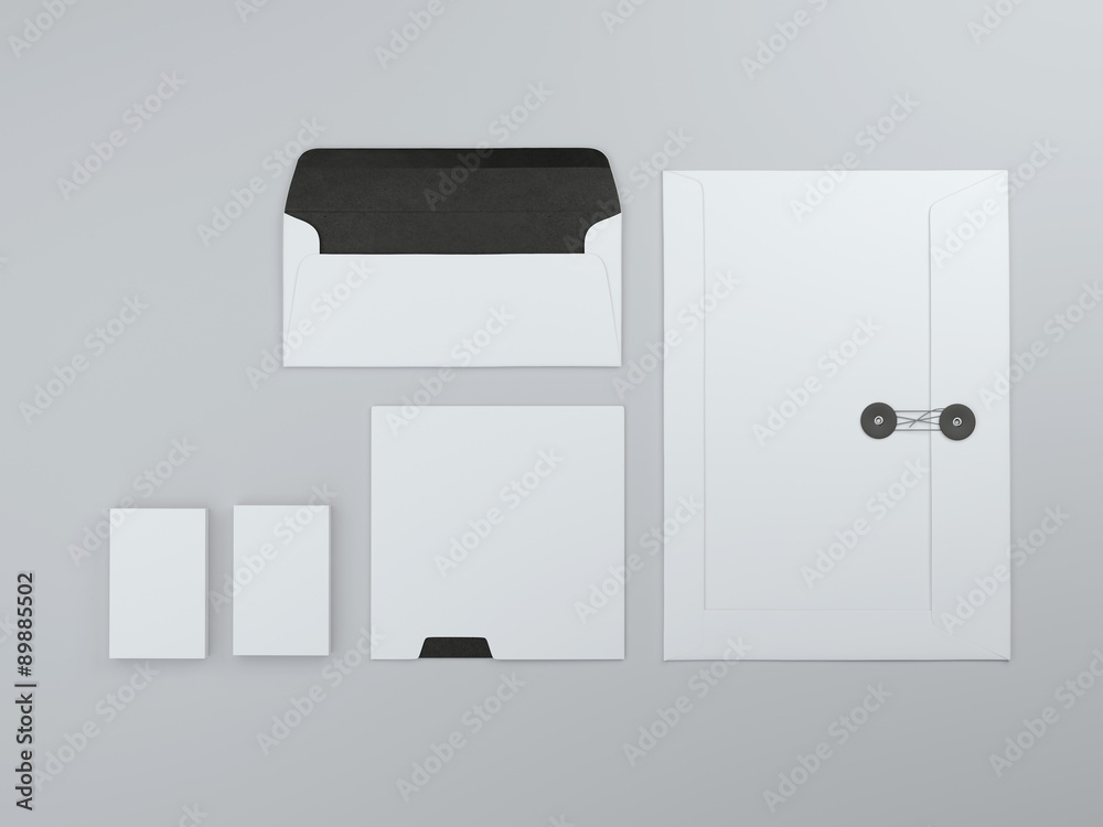 White mock up with folder and business cards White mock up with folder and business cards