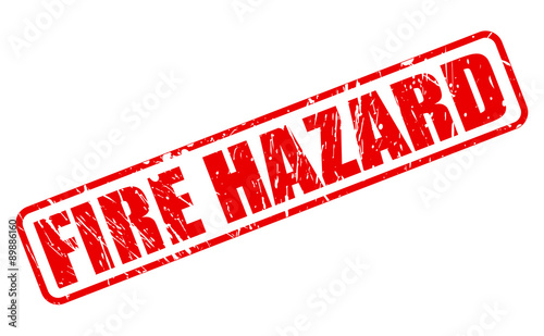 Fire Hazard red stamp text
