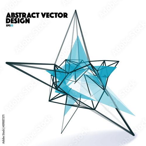 Low Poly Abstract Vector Design Element with Connection Lines