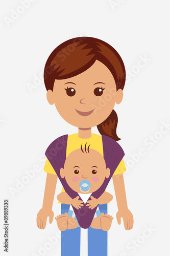 Young mother with her baby in a sling