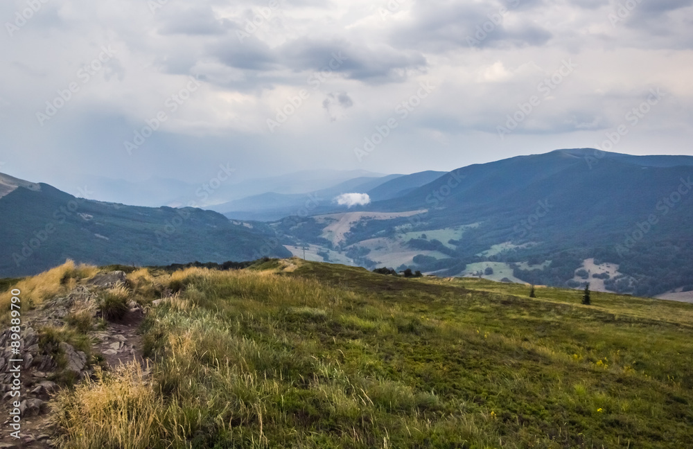 Naklejka premium An incredible panorama from the Bieszczadys mountains.