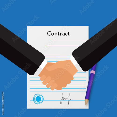 contract handshake in blue background