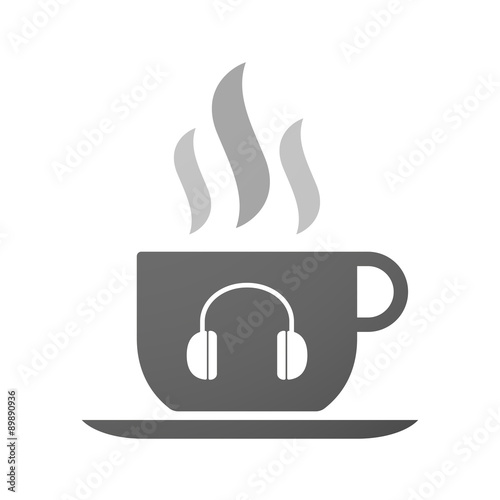 Cup of coffee icon  with a headphones
