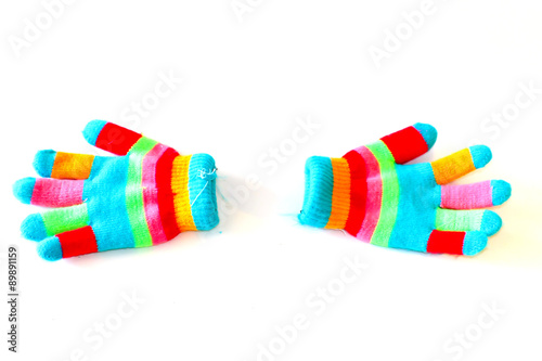 two colorful glove frabic