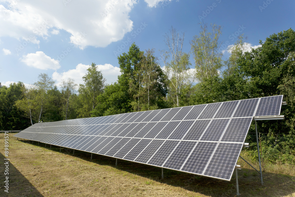 Solar Power Station with cloudy Sky