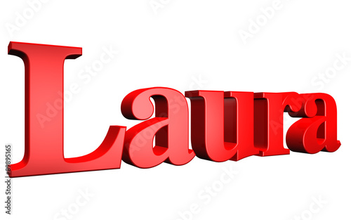 3D Laura text on white background photo