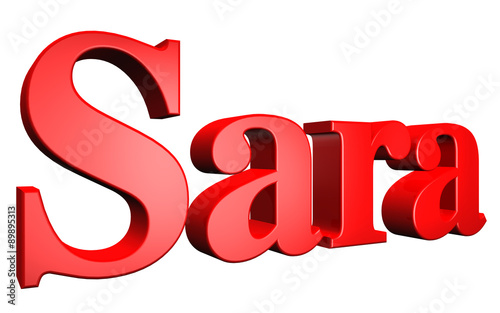 3D Sara text on white background