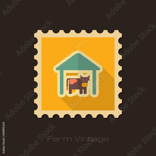 Cowshed retro flat stamp with long shadow