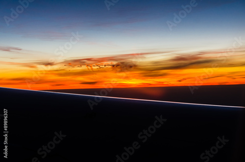 Sunset view from airplane