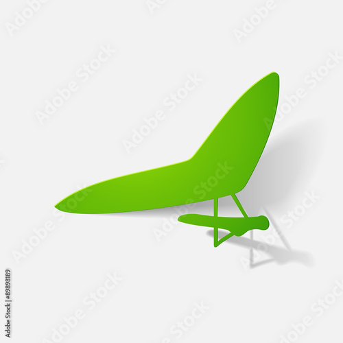 Paper clipped sticker: aircraft, glider
