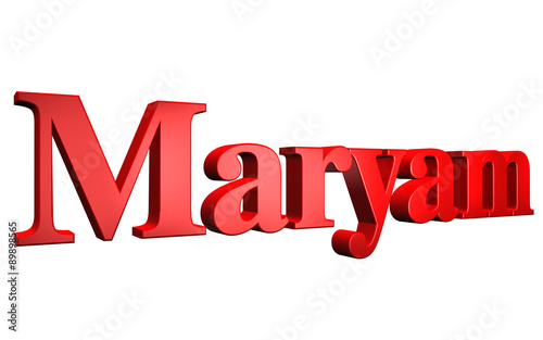 3D Maryam text on white background