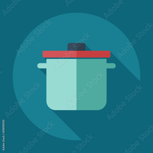 Flat modern design with shadow icons saucepan