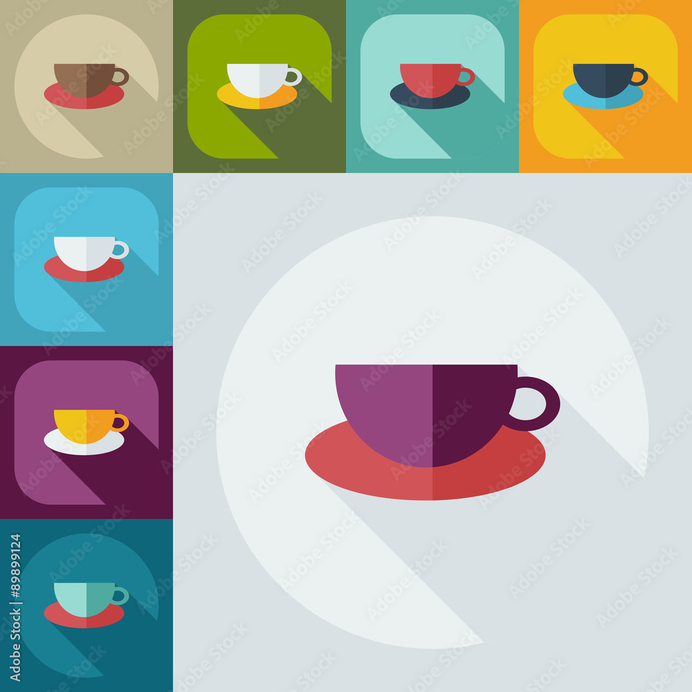 Flat modern design with shadow icons cup